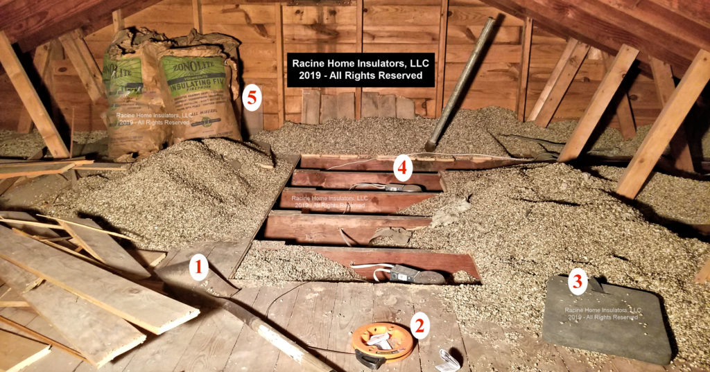 vermiculite insulation disturbed in an attic